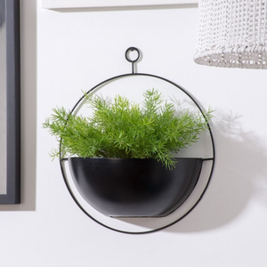 Macetero Redondo de Metal Negro para Colgar en la Pared con Maceta Semiesférica |   Moderno Soporte Circular de Pared para Plantas, Decoración Interior del Hogar - Product Image 1