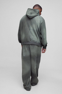 Breathable 100% Cotton Acid Wash Hooded Casual Solid <b>Tracksuits</b> for Adults <b>Men</b> Gym Fitness Wear Pullover Lightweight OEM - Product Image 3