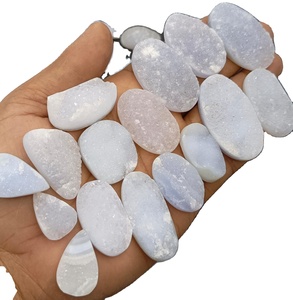 Lote de Cabujones de Ágata Druzy Azul Natural al por Mayor, Piedras Sueltas Brillantes con Corte Ovalado y Efecto de Color para Fabricación de Joyas - Product Image 1