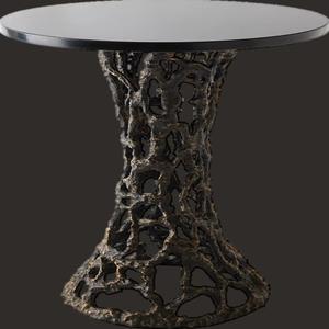 Table d'appoint et de service gigogne artisanale, style antique, en fonte, dernière arrivée, couleur noire, finition brillante, aspect admirable - Product Image 1