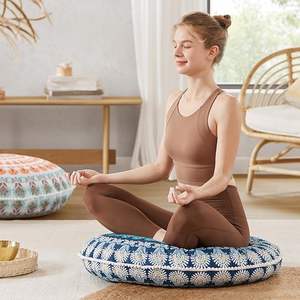 Ensemble de 2 coussins de méditation ovales en coton pour adultes, style bohème mandala, pour le camping et l'hôtellerie - Product Image 3
