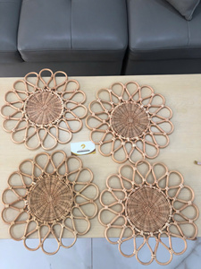 Natural Rattan Round Placemat Handmade Woven Dining <b>Table</b> <b>Mats</b> Eco Friendly Charger Plates for Wedding Party Home Decoration - Product Image 2