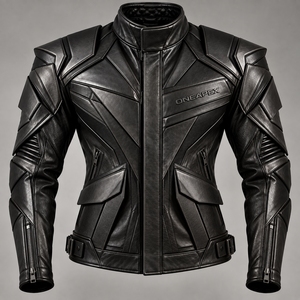 Blouson en cuir noir personnalisé pour homme, style moto futuriste, avec panneaux sculptés, style motard, streetwear, vêtement d'extérieur haut de gamme OEM - Product Image 4