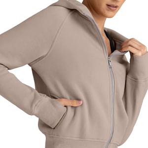 Wholesale Mens Womens Hooded Zipper <b>Jackets</b> Premium Fleece Full Zip Sweatshirts Custom Printing Embroidery Manufacturer Womens - Product Image 2