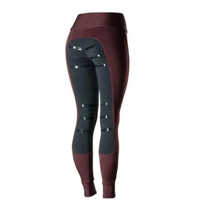Culotte d'équitation taille haute en silicone intégral bordeaux avec compression et poche latérale - Product Image 4