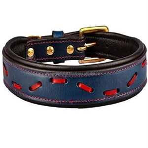 Collier de chien en cuir tressé rembourré doux sur mesure avec boucle à ardillon en laiton réglable et anneau en D - Product Image 4