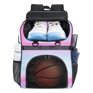Fashion Basketball <b>Drawstring</b> <b>Backpack</b> with Hidden Ball Compartment Side Water Bottle Holder Pockets Waterproof USB Port - Product Image 1