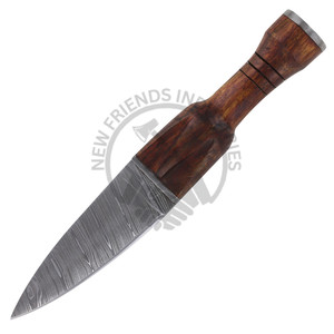 Nueva Edición Cuchillo de Caza y Camping de Hoja Fija de Acero de Damasco con Punta de Caída, con Mango de Palisandro - Product Image 6