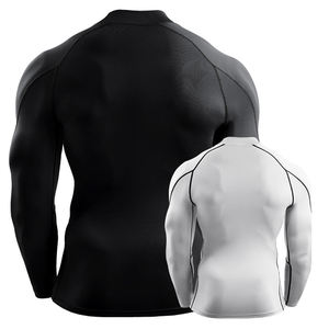 T-shirt de compression pour homme, manches longues, noir, pour fitness, entraînement, sport, gym, musculation, course à pied - Product Image 2
