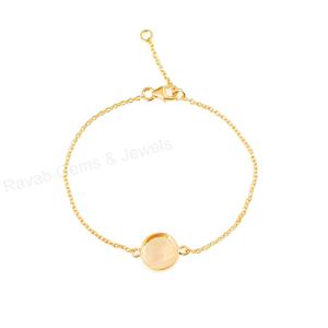 Pulsera de Cadena con Bisel en Blanco de Plata 925 Maciza y Oro de 18k de 10mm, Hecha a Mano de Alta Calidad, para Joyería DIY con Resina y Recuerdos - Product Image 4