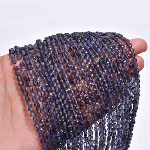 Perles de pierres précieuses en Iolite bleue naturelle facettées en forme de pièce de monnaie 10x10,5 mm, perles d'Iolite fantaisie taillées en vrac pour la fabrication de bijoux, vente en gros - Product Image 3