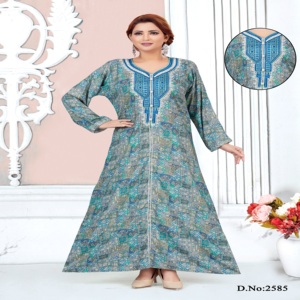 Rayon Digital Print <b>Kaftan</b> With Neck Embroidery & Hand Touch Aari Work Premium Jalabiya Mukhawar - Product Image 2
