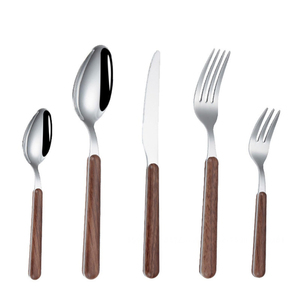 ชุดช้อนส้อมมีด ชุดอุปกรณ์ครัว วินเทจ ไม้ สแตนเลส ชุดช้อนส้อมด้ามไม้ ขัดเงา - Product Image 4