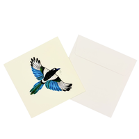 Carte de vœux faite à la main en quilling, thème Pie-mouchette à bec noir, avec enveloppe, thème animal, cadeaux spéciaux, décoration en papier