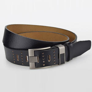 Ceinture en cuir véritable KIVOTECH personnalisable, cuir de vache noir, boucle rectangulaire en acier, style formel, ceinture pour homme durable - Product Image 1