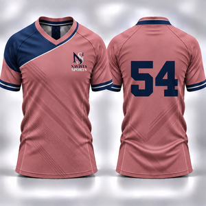 Maillot de football unisexe bleu Navista Sports, col en V, manches courtes, design géométrique sublimé, évacuation de l'humidité, coupe régulière, 100% coton - Product Image 5