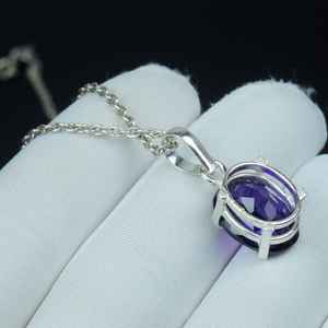 จี้รูปไข่แทนซาไนต์สองสีสไตล์วินเทจ เงินแท้ 925 สร้อยคอโบโฮ เครื่องประดับอัญมณี ของขวัญ - Product Image 2