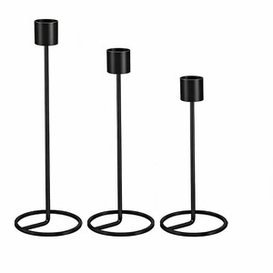 Modern <b>Black</b> <b>Metal</b> <b>Candle</b> <b>Holder</b>, Tall Floor Candlestick <b>Holders</b> for Home Decor & Events - Product Image 4