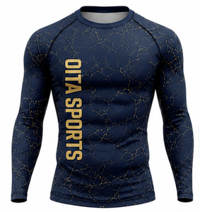 Ensemble de vêtements de sport pour homme, bleu marine, manches longues et leggings, compression, entraînement, fitness, gym, athlétique - Product Image 3