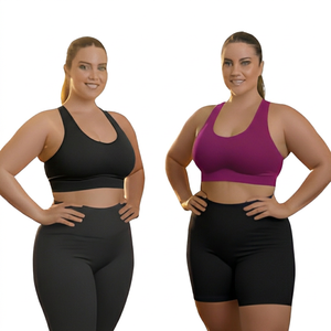 Women's Plus Size Breathable Sports <b>Bra</b> Gray Purple <b>Racerback</b> Front Logo Medium Support Gym Yoga Fitness Workout - Product Image 4