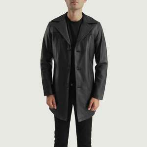 Trex Exports <b>Mens</b> Latest Style Winter <b>Leather</b> <b>Jacket</b> Fashionable New Arrival Solid Color with Front Logo - Product Image 3