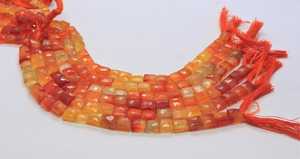 Perles de calcédoine orange naturelle facettées en forme de chiclet 7,5-8 MM, calcédoine ombrée facettée rectangulaire, pierre précieuse à perçage droit - Product Image 6