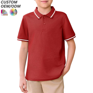 Chemises polo d'été pour enfants, garçons et filles, en polyester/coton, tissu 220g, respirant, écologique, séchage rapide, manches courtes, logo personnalisé - Product Image 1