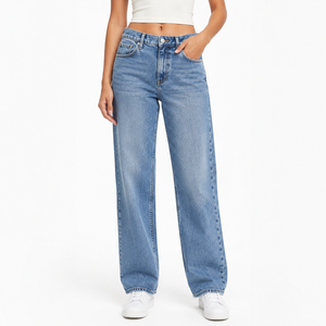Pantalon en jean baggy oversize, vente en gros, jeans droits personnalisés pour femme, jean slim fit 2026 pour femme - Product Image 6
