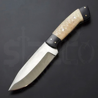 Couteau de chasse artisanal OEM personnalisé en acier D2, couteau à lame fixe avec manche en os pour le camping, l'extérieur et l'EDC, avec étui en cuir, idéal comme cadeau