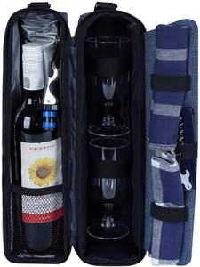 Juego de picnic de viaje con logotipo personalizado directo de fábrica, bolsa de mano de vino tinto con aislamiento de lujo con compartimento clásico de poliéster - Product Image 4