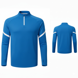 เสื้อแจ็คเก็ตคอซิป แขนยาว สีน้ำเงิน ไซส์พลัส ผ้าโพลีเอสเตอร์ 100% พิมพ์ลายดิจิตอลตามสั่ง สีพื้นตามสั่ง พร้อมปักโลโก้ตามสั่ง สำหรับทั้งชายและหญิง - Product Image 4