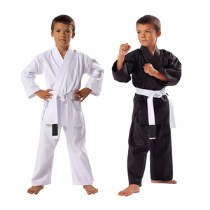 <b>Red</b> Karate Gi Uniform Set for Boys 100% Cotton Durable Plain Dyed Regular Fit with Black Belt Children Martial Arts Wear - Product Image 4