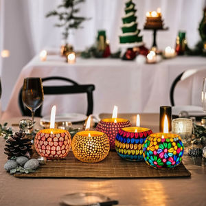 เทียนโมเสก มีหลายสีให้เลือก ใช้ตกแต่งบ้าน งานแต่งงาน คริสต์มาส อีสเตอร์ วันเกิด และวันวาเลนไทน์ - Product Image 4