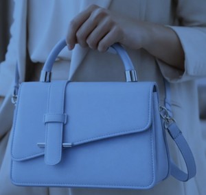 Royaa Powder Blue Structured Leather Top Bag Minimal Crossbody Purse Genuine Leather Handmade Luxury Minimalist Portable Fashion - Product Image 2