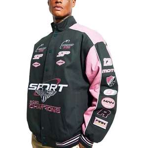 Wholesale OEM 100% Cotton Custom Embroidery Patch Plus Size Men's <b>Vintage</b> <b>F1</b> Racing Motorcycle NASCAR Riding <b>Jacket</b> Stand - Product Image 1