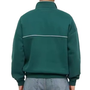 Nouveautés : Sweat-shirt décontracté pour homme, hiver, col zippé, 100 % coton molletonné, coupe oversize, couleur unie, avec impression numérique - Product Image 2