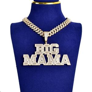 จี้เพชรโมอิสซาไนต์เงินแท้ 925 รูปตัวอักษร BIG MAMA พร้อมสร้อยเทนนิสแบบ Iced Out สีทอง สำหรับขายส่ง - Product Image 1