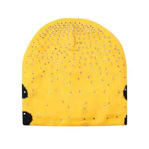 Nouveauté : Bonnet en tricot d'hiver à motif de points de couleur unie, 100% coton respirant, imperméable, style streetwear avec strass - Product Image 1