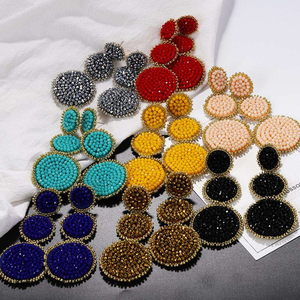 ต่างหูลูกปัดห้อยทำด้วยมือสำหรับผู้หญิงต่างหูลูกปัดห้อยพู่ยาวแบบอินเดีย - Product Image 4