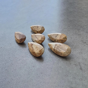 Pierre précieuse naturelle en jaspe biscuit, taille facetée, forme poire, calibrée, pour la fabrication de bijoux - Product Image 6