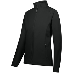Chaqueta Soft Shell Negra para Mujer, Cierre de Cremallera, Cuello Alto, Resistente al Viento, Corte Regular, Ropa de Otoño para Exteriores, Material de Poliéster - Product Image 1