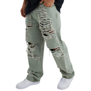 2024 Meilleure vente Premium hommes haute Denim jean pantalon Durable polyvalent Super extensible Logo personnalisé Stonewashed Look bas quantité minimale de commande - Product Image 1