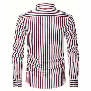 Camisa de Vestir de Manga Larga a Rayas para Hombre, Cuello Clásico, Estilo Casual, 100% Algodón Popelina, Antiarrugas, para Primavera - Product Image 2