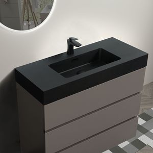 36 \ "lavabo da bagno moderno di grandi dimensioni Design Freestanding lavabo lavabo nero Pre-assemblato rubinetto di scarico Vanity - Product Image 3