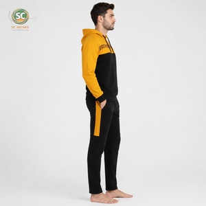 Conjunto Deportivo de Algodón para Hombre, Corte Ajustado, con Logotipo Personalizado, Chaqueta y Pantalón de Felpa, Diseño Liso, para Invierno, Venta al Por Mayor - Product Image 3