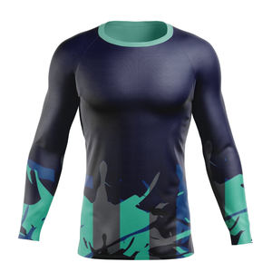 BJJ MMA Short Sleeve Rashguard Compression Shirt Custom Digital <b>Print</b> Eco Friendly Breathable <b>Surf</b> Swim Sportswear - Product Image 1