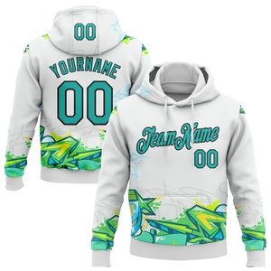 Sweat-shirt à capuche sportif 3D noir-vert fluo avec motif graffiti personnalisé, vente en gros OMMIZ INDUSTRY - Product Image 6