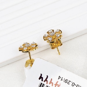 Pendientes de Oro Amarillo Sólido de 14K con Diamantes Naturales en Forma de Racimo Floral, Joyería Fina, Memoria Jewels - Product Image 2