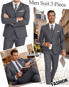 Mens Wedding <b>Suit</b> Pant Coat Formal Slim Fit Groom Tuxedo set - Product Image 6