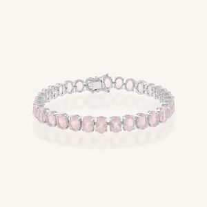 Pulsera de Cuarzo Rosa en Plata de Ley 92.5 KLSB-20639 - Product Image 1